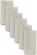 D'Moksha Homes Natural Linen Napkins Set of 6 - Classic Hemstitch 100% Pure Linen Hemstitch Dinner Napkins 20 x 20 Inch for Valentines, Spring, Easter - Handcrafted and Machine Washable