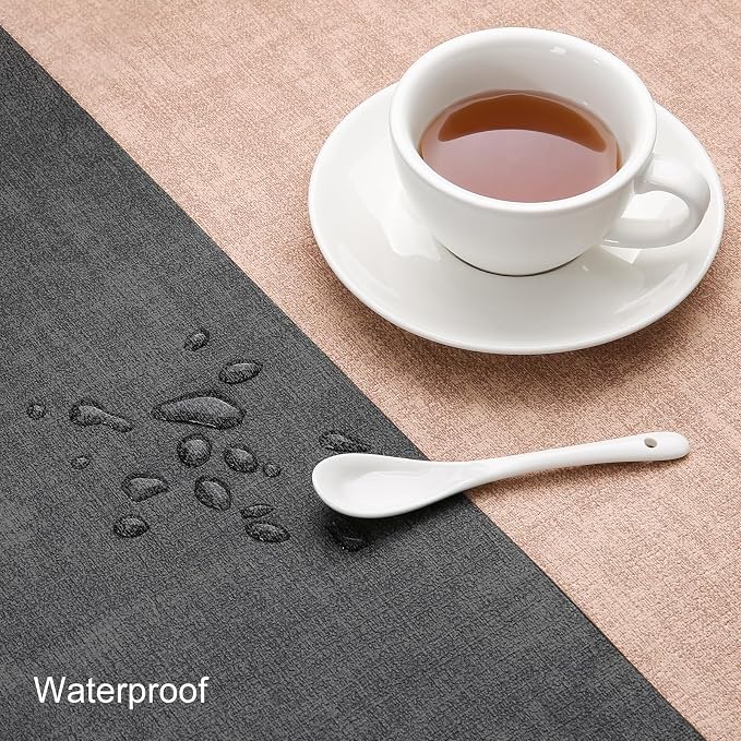 Table Runners 94 Inch Long, Dual-Sided Faux Leather Table Runner | Waterproof - Image 3
