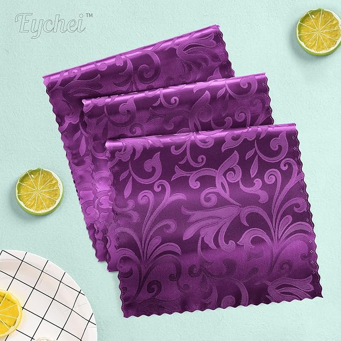 Purple Satin Table Runner 12 x 108 Inch, 6 Pack | Bright Smooth Damask - Image 2