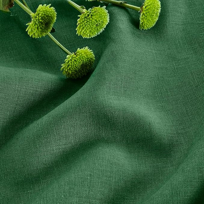 Solino Home Linen Tablecloth for Rectangle Tables 60 x 108 Inch - 100% Pure Linen Pine Green Table Cloth - Fete, Machine Washable Cloth Tablecloth for St Patricks Day