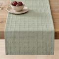 Artisanal Grid Linen Table Runner, 13x60 Inches Seeding Green | Heavy Textured by ZEEMARTONLINE