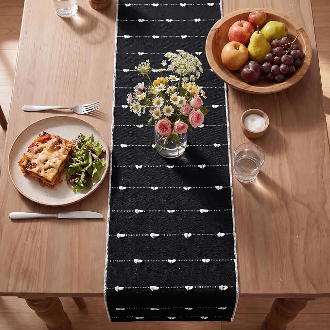 Artoid Mode Black Farbic Rustic Cotton Woven Table Runner, Farmhouse Halloween - Image 3