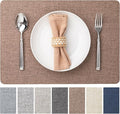 Faux Leather Placemats Set of 8 Vinyl Washable Wipeable Table Mats for Kitchen Dining Table Heat Resistant Waterproof Modern Indoor/Outdoor Placemats Non-Slip Easy Clean Place Mats (Cocoa)