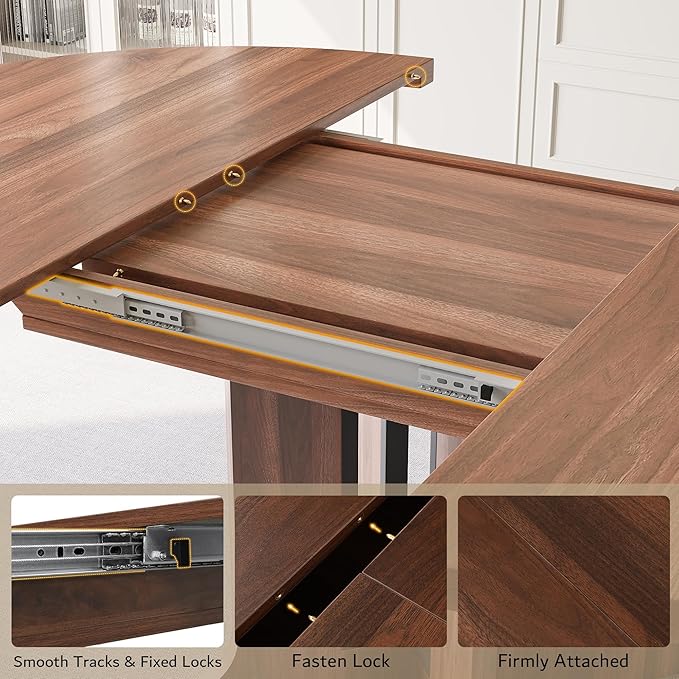 iPormis 59" Round Extendable Dining Table for 4-6, Modern Kitchen Table with Heavy Duty Pedestal Base & Wooden Top, Oval Dining Room Table for Dining Living Room, Easy Assembly, Walnut
