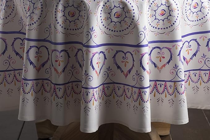 Maison d' Hermine Table Cloth Round Table 100% Cotton 63 Round Inches Tablecloth Reusable Decorative for Dining Room Farmhouse Home Valentines Day Decorations Spring Summer - Mandala