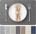 Faux Leather Placemats Set of 4 Vinyl Washable Wipeable Table Mats for Kitchen Dining Table Heat Resistant Waterproof Modern Indoor/Outdoor Placemats Non-Slip Easy Clean Place Mats (Midnight)