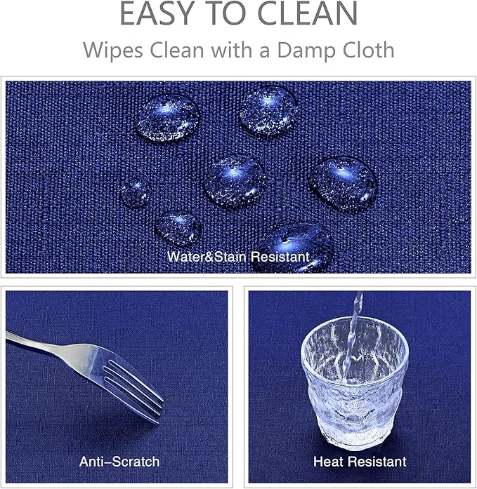 Rectangle Tablecloth Waterproof 60x84 inch Linen Textured Table Cloth Stain and Wrinkle Resistant Washable, Decorative Fabric Table Cover for Dining, Party and Camping, Royal Blue