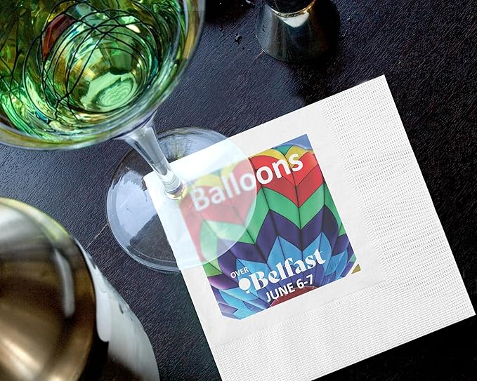 100% Recycled Custom Cocktail Napkins - Personalized 100% Recycled Napkins - Eco-friendly & Full-Color Digital Printed - Weddings, Events & Celebrations - Pack of 50 - Coin Edge Embossed, 5"x 5"