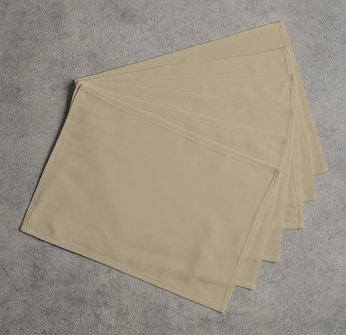 Calicot Placemats Set of 6 100% Cotton Washable Cloth Place Mats, Reusable Table Mats for Spring/Summer & Thanksgiving Christmas Decorations Kitchen Dining Party Wedding (Desert Beige, 13" x 19")