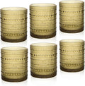 Cocktail Glasses 10 oz Hobnail Drinking Glasses Set of 6, Vintage Glassware, Textured Glass Cups Bubble Glasses Water Glasses Old Fashion Jupiter Glasses Set, Green