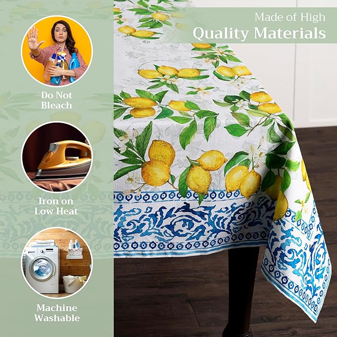Maison d' Hermine Table Cloth Rectangle Table 100% Cotton 70 x 120 Inches Tablecloth Reusable Decorative for Dining Room Farmhouse Home Valentines Day Decorations Spring Summer - Cedrat