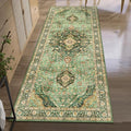 3x7 Runner Rugs for Hallway Non-Slip Hallway Runner Rug with Rubber Backing Washable Rug Runner for Kitchen Bedroom Vintage Distressed Carpet (Border Green)