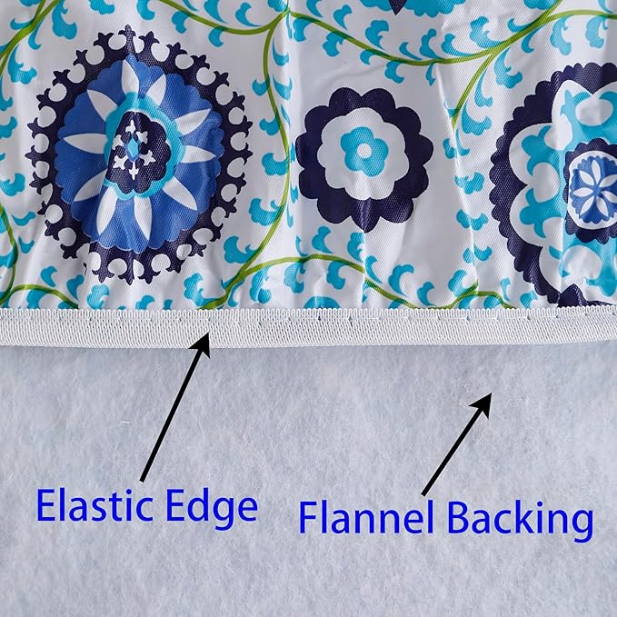 Walrus Round Vinyl Fitted Tablecloth with Flannel Backing Elastic Edge Design Table Cover Waterproof Oil-Proof PVC Table Cloth Stain-Resistant Best for 57"-66" Round