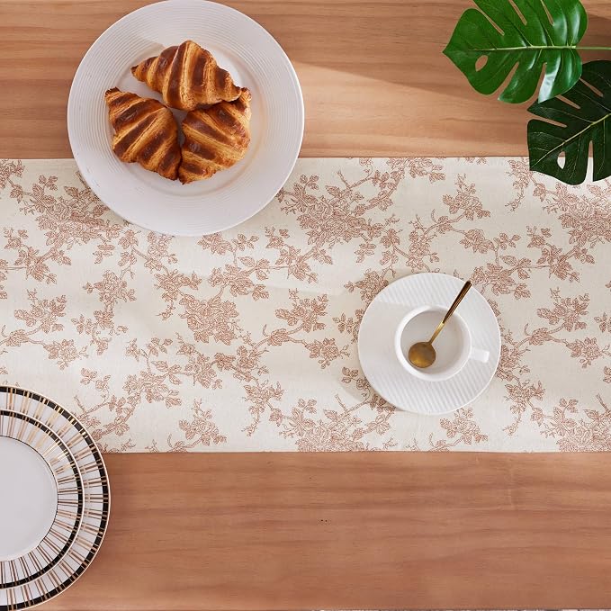 French Pastoral Farmhouse Table Runners, 13x60 Inch Red | 100% Organic Cotton - Image 4