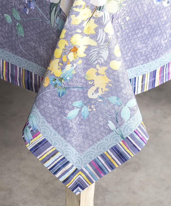 Maison d' Hermine Table Cloth Square Table 100% Cotton 54 x 54 Inches Tablecloth Reusable Decorative for Dining Room Farmhouse Home Valentines Day Decorations Spring Summer- Sweet Rose Lavender - Lush