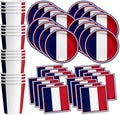 France French Flag Birthday Party Supplies Set Plates Napkins Cups Tableware Kit for 16
