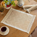 Coffee Geometric Linen Table Runner by UWWGKK