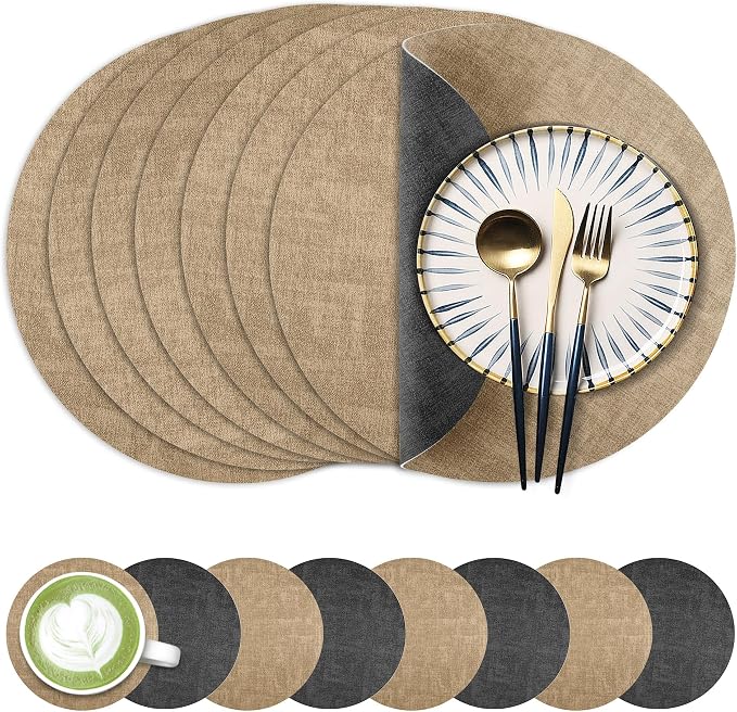 Fyvva Placemats Set of 8, Stain & Scratch Resistant, by Fyvva