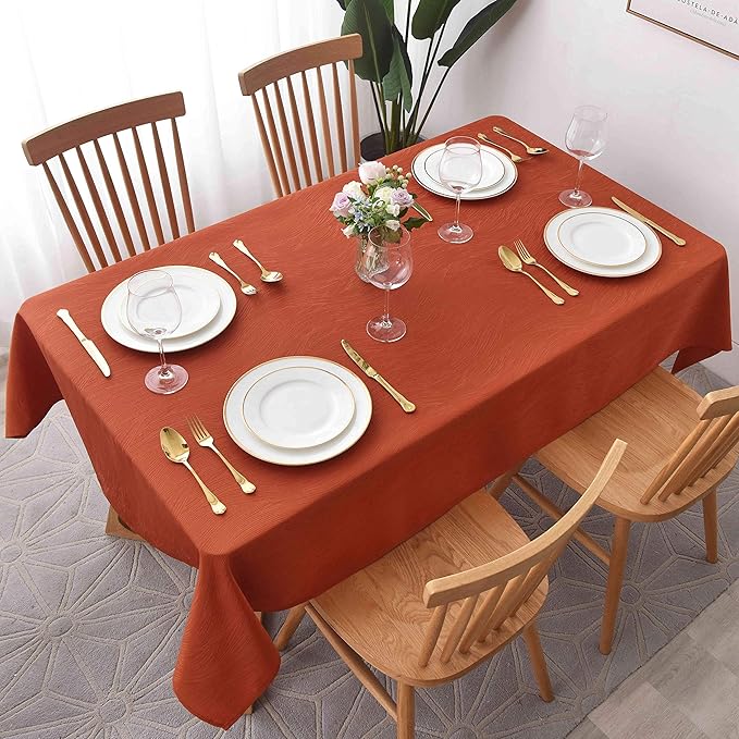 maxmill Square Tablecloth Swirl Design Water Resistance Antiwrinkle Soft Halloween Decorative Fabric Table Cloth for Fall Harvest Thanksgiving Parties Event Holiday Dinner, Square 60 x 60 Inch Rust