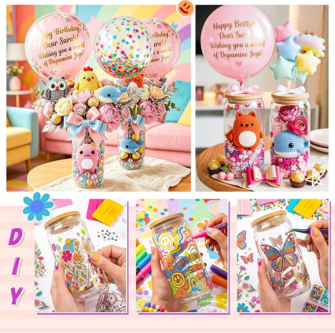 Joyclub 12Pcs Glass Cups with Bamboo Lids and Straws Bulk 16 oz Can Shaped | - Image 7