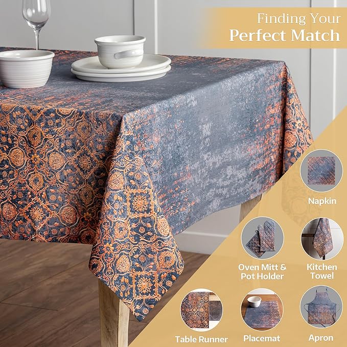 Maison d' Hermine Table Cloth Rectangle Table 100% Cotton 70 x 90 Inches Fall Tablecloth Reusable Everyday Use for Thanksgiving Christmas Decorations Dining Farmhouse Party (Imperfection)