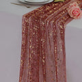 Snowkingdom Burgundy Gold Gauze Table Runner 10 Ft, Glitter Sheer Metallic Foil by Snowkingdom