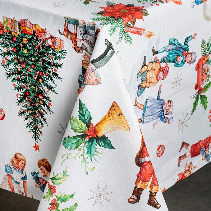 Maison d' Hermine Table Cloth Rectangle Table 100% Cotton 60 x 108 Inches Fall Tablecloth Reusable Everyday Use for Thanksgiving Christmas Decorations Dining Farmhouse Party (Chromo)