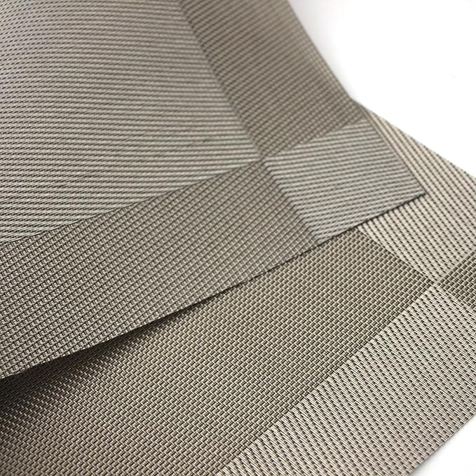 Placemats Set of 4 Washable Easy to Clean Woven Vinyl Placemats for Kitchen Table Woven Table placemats Mats 12x18 inches (Grey)