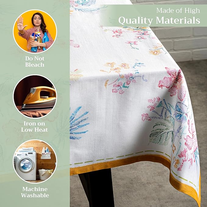 Maison d' Hermine Table Cloth Square Table 100% Cotton 54 x 54 Inches Tablecloth Reusable Decorative for Dining Room Farmhouse Home Valentines Day Decorations Spring Summer - Paradise Island