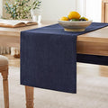 Burlap Style Farmhouse Table Runner, 14x36 Inches Navy | Thick Durable Fabric by ZEEMARTONLINE