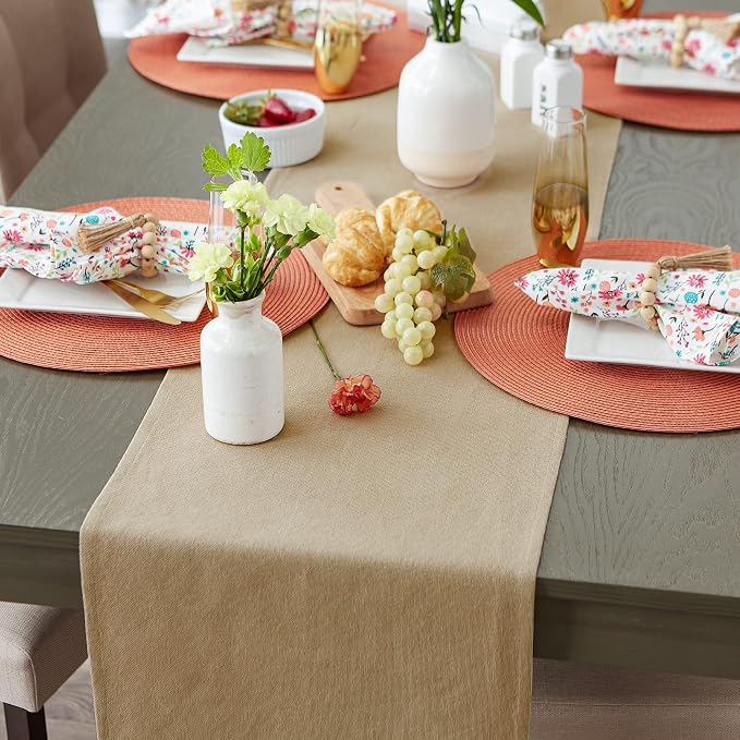 DII Everyday Collection, Fringed Solid Tabletop, Table Runner, Stone Brown - Image 6
