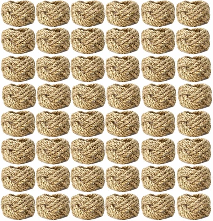 WINGFISH Woven Napkin Rings Set of 50 Farmhouse Burlap Jute Napkin Rings Bulk by Unknown