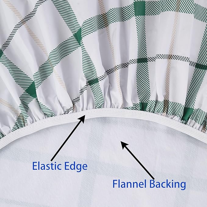 Walrus Round Vinyl Fitted Tablecloth with Flannel Backing Elastic Edge Design Table Cover Waterproof Oil-Proof PVC Table Cloth Stain-Resistant Best for 57"-66" Round