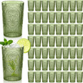 100 Pcs 16 oz Plastic Vintage Drinking Glasses Stemless Ribbed Highball Glasses by Unknown