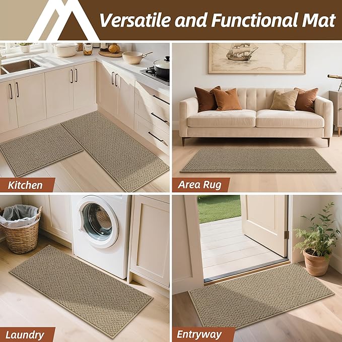 COSY HOMEER Kitchen Rugs Non Slip Washable 24"x36"+24"x60" Absorbent Kitchen Mats for Floor Stain Resistant Kitchen Runner Rug Sets of 2 Kitchen Floor Mats for Sink,Red