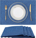 homing Cotton Linen Placemats Set of 4, Cloth Washable Farmhouse Dining Table Mats for Indoors & Outdoors, Easy to Clean, Navy Blue, 13 x 19 Inch