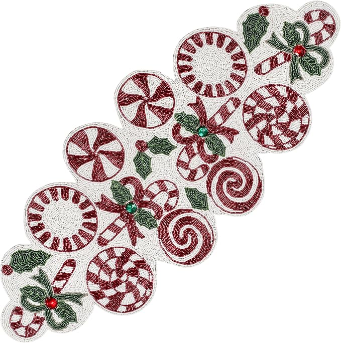 Luxury Beaded Runner 36 inch- Premium 13x36 Inch Candy Beaded & Polyester - Image 2