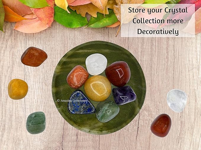 Vesuvianite Crystal Bowl - 2 Inch Decorative Bowls for Room and Home Decor - Gemstone Healing Crystals for Elegant Display, Positive Energy Balance and Gift