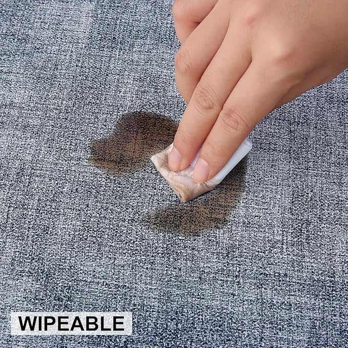 homing Faux Leather Heat Resistant Placemats 8 Packs, Waterproof Wipeable Dining PU Place Mats for Indoor & Outdoor, Easy to Clean, Denim Blue