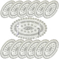 Sparkling Silver Diamond Placemats Bling Oval Place Mat Heat Elegant Table Decor for Weddings, Holidays, and Special Events (15x9 Inch)-12 PCS