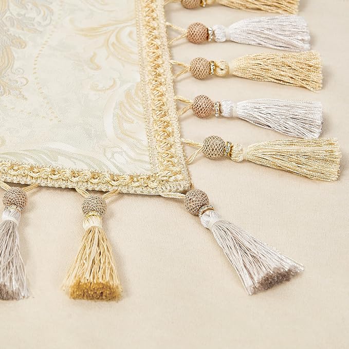Loom and Mill Elegant Damask Table Runner 13x108 inch, Champagne Gold | Double - Image 5