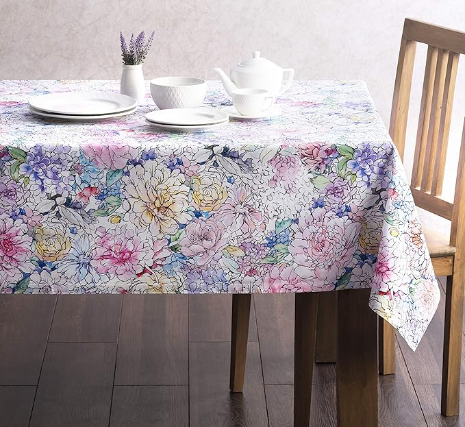 Maison d' Hermine Table Cloth Rectangle Table 100% Cotton 70 x 90 Inches Tablecloth Reusable Decorative for Dining Room Farmhouse Home Valentines Day Decorations Spring Summer - Floral Love