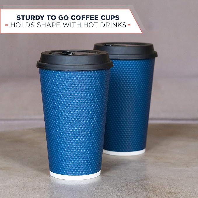 To Go Coffee Cups With Lids - 16 oz Disposable Coffee Cup With Lid. Large Togo - Image 5