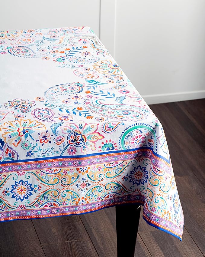 Maison d' Hermine Table Cloth Rectangle Table 100% Cotton 60 x 90 Inches Tablecloth Reusable Decorative for Dining Room Farmhouse Home Valentines Day Decorations Spring Summer - Indian Floral