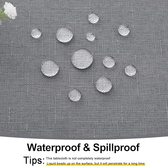 Smiry Square Table Cloth Linen Textured, Waterproof Spillproof Anti-Wrinkle Burlap Tablecloth, Washable Decorative Fabric Table Cover for Dining, Party, Banquet, 60 x 60 Inch, Grey