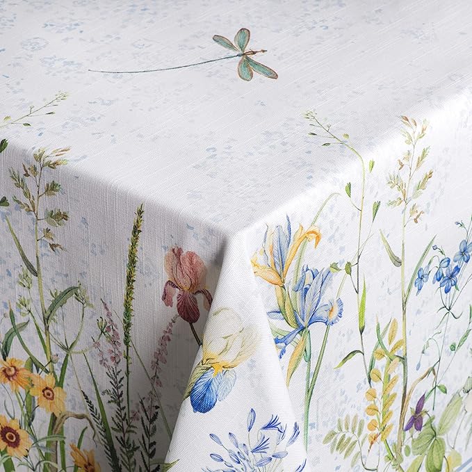 Maison d' Hermine Table Cloth Rectangle Table 100% Cotton 60 x 90 Inches Tablecloth Reusable Decorative for Dining Room Farmhouse Home Valentines Day Decorations Spring Summer - Fleurs De Mai