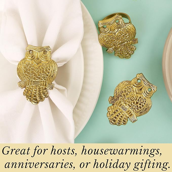 ALPHA Living HOME Metal Napkin Rings Set of 12, Decorative Napkin Holder for Dinner Table Décor, Farmhouse Modern Serviette Rings for Weddings, Receptions, Banquets, Daily Use (Antique Gold)