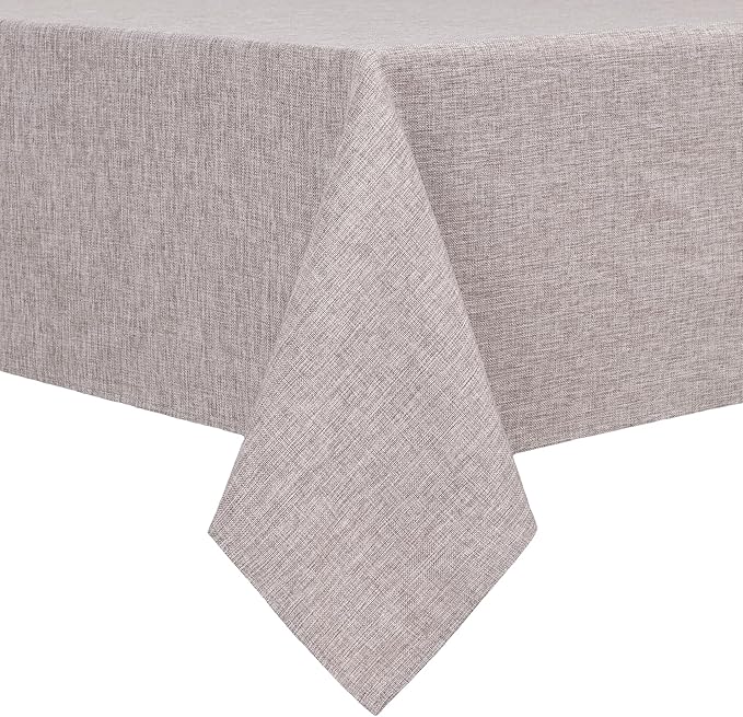 Hiasan Faux Linen Rectangle Tablecloth - Wrinkle and Stain Resistant Washable Table Cloth for Kitchen Dining Room Holiday Table Cover for Party Dinner, Stone, 70 x 108 Inch