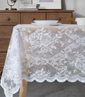 Warm Home Designs 54 x 72 Lace Tablecloth - White Rectangular Tablecloth with English Rose Design - Rustic Dining Table Cover for 6-8 Guests - LTC White 72
