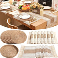 Boho Placemats 4/6/8 Set of Round Woven Placemat Macrame Style Bicolor by Gandeer